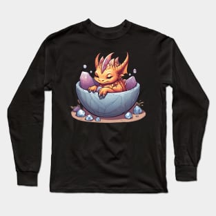 sleeping baby dragon in the bowl full crystal Long Sleeve T-Shirt